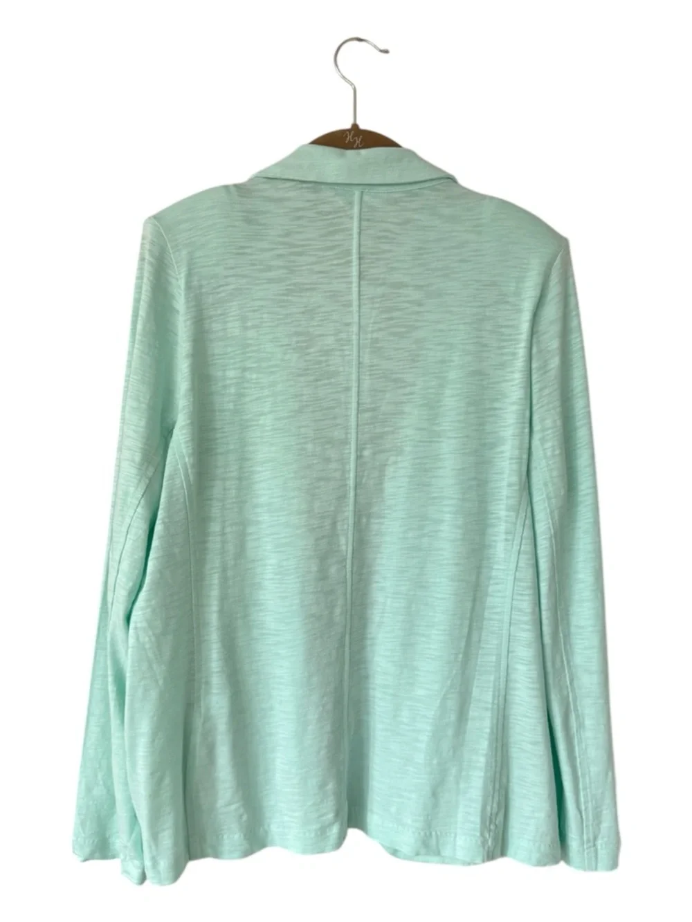 Chico’s Light Knit Open-Front Blazer Jacket Chico’s 2 Size L 12/14 Mint Green - Picture 12 of 13